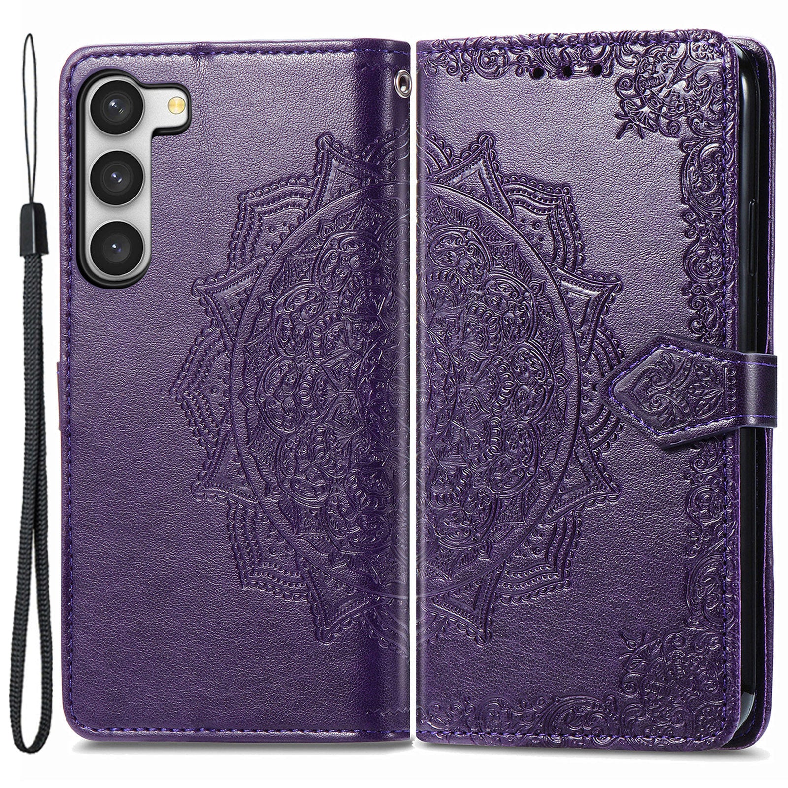 For Samsung Galaxy S23 Mandala Pattern Embossed PU Wallet Folio Case Stand Shockproof Protection Cover with Strap For Samsung Galaxy S23 Mandala Pattern Embossed PU Wallet Folio Case Stand Shockproof Protection Cover with Strap